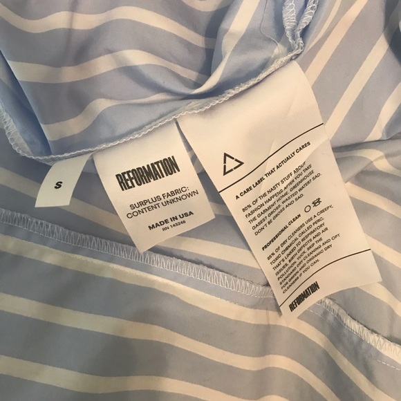 Reformation Etta Striped Shirt With Ruffles - Picture 8 of 8